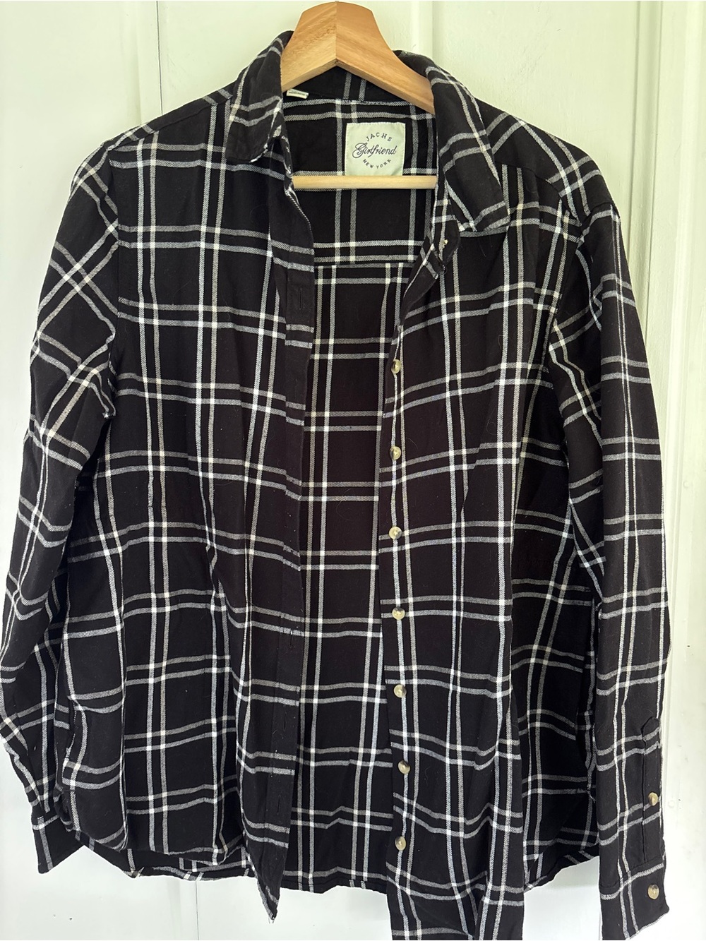 JACHS Girlfriend Black and White Plaid Button-Down Shirt
